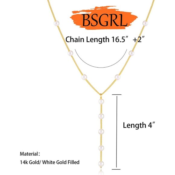 ⚡Pearl Necklace for Women 14K Gold-plated White Gold plated Dainty Chain - Picture 5 of 7